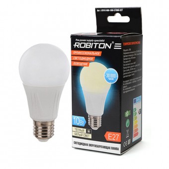 Лампа светодиодная ROBITON LED10-A60-10W-2700K-E27 BL1