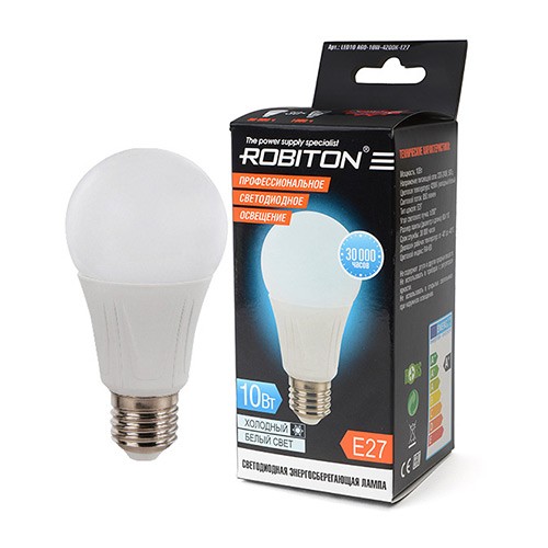 Лампа светодиодная ROBITON LED10-A60-10W-4200K-E27 BL1