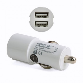 Зарядное устройство ROBITON TwinUSB2400/AUTO 4800мА с 2 USB входом (12-24B) BL1