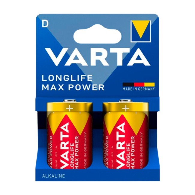 Батарейка VARTA LONGLIFE MAX POWER LR20 4720 D BL2, упаковка 2 шт.