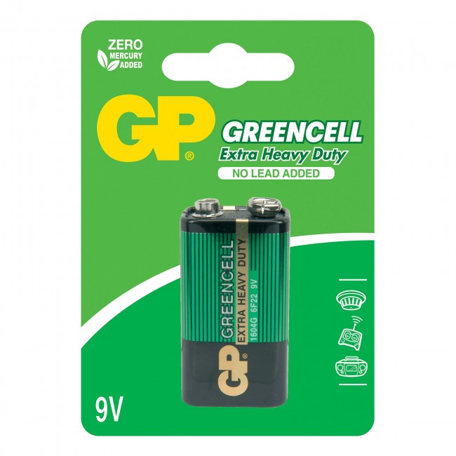 Батарейка GP Greencell GP1604G-2CR1 6F22 BL1