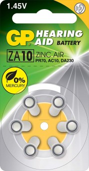 Батарейка GP Hearing Aid ZA10-D6 ZA10 BL6, 6 шт в упаковке.(для слуховых аппаратов)