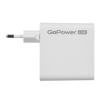 Сетевое З/У GoPower GPQC10 1USB+2Type-C 65W QC3.0 GaN белый Сетевое З/У GoPower GPQC10 1USB+2Type-C 65W QC3.0 GaN белый