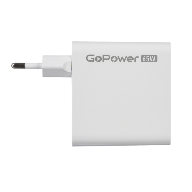 Сетевое З/У GoPower GPQC10 1USB+2Type-C 65W QC3.0 GaN белый