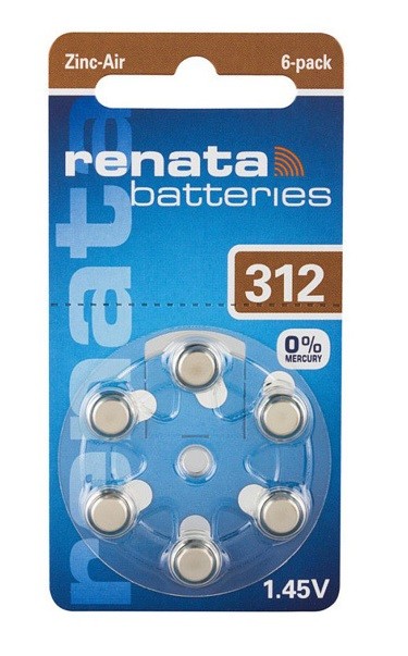 Батарейка RENATA Zinc-Air 312 BL6, 6 шт в упаковке.