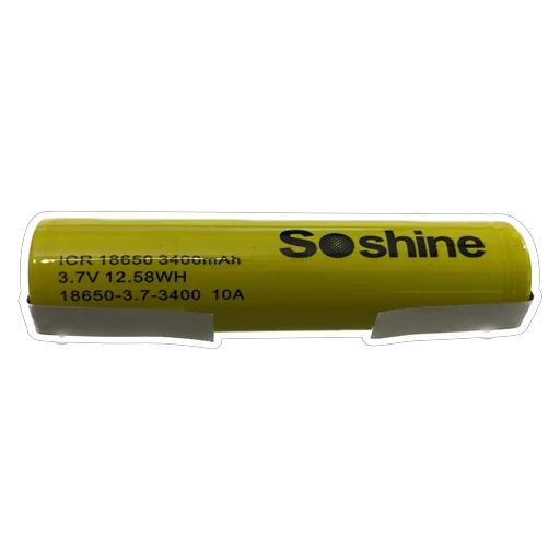 Аккумулятор Li-Ion Soshine 18650-FT с выводами под пайку 3.7 V  - 3400 mAh перезаряжаемый (без защиты)