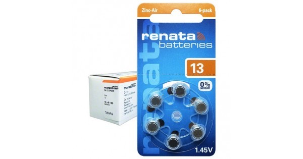 Батарейка RENATA Zinc-Air 13 BL6, 6 шт в упаковке.