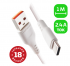Кабель GoPower GP01T USB (m)-Type-C (m) 1.0м 2.4A ПВХ белый