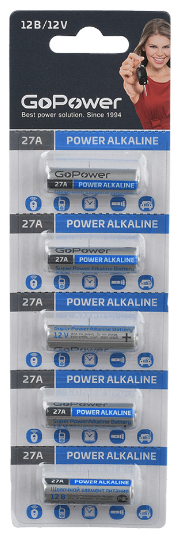 Батарейка GoPower Voltage 27A-C5 27A BL5, упаковка 5 шт. 