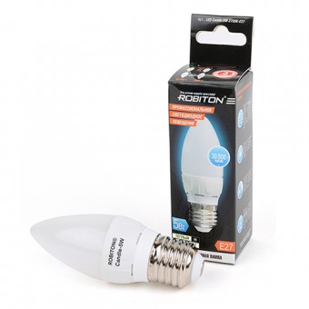 Лампа светодиодная ROBITON LED Candle-5W-2700K-E27 BL1