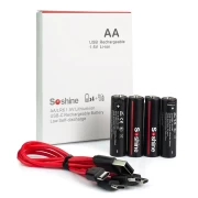 Аккумулятор SOSHINE Li-ion AA 1.5V 2600mWh (зарядка через Type-C, кабель в комплекте) BOX-4 