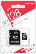 Карта памяти microSD Smartbuy 128GB Class10 10 МБ/сек с адаптером
