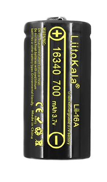 Аккумулятор LiitoKala 16340 (123) 3.7V (Li-Ion, 700мАч) (Lii-16A) с высоким +