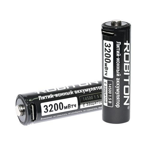 Аккумулятор ROBITON 14500-3.2WH/C (AA) 3200мВтч, 2200мАч 1,5В Type-C с защитой BL2 Аккумулятор ROBITON 14500-3.2WH/C (AA) 3200мВтч, 2200мАч 1,5В Type-C с защитой BL2