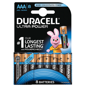 Батарейка DURACELL ULTRA POWER LR03 BL8, 8 шт. в упаковке.