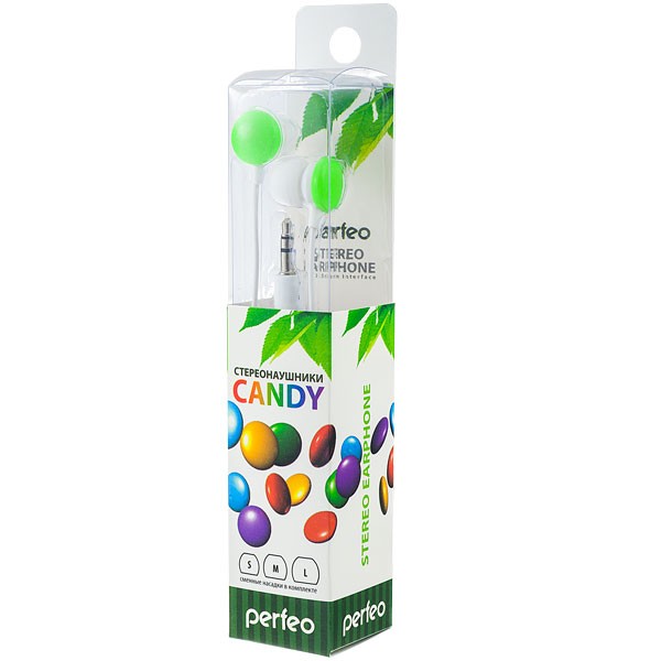 Наушники PERFEO CANDY PF-CAN-GRN зеленые BL1