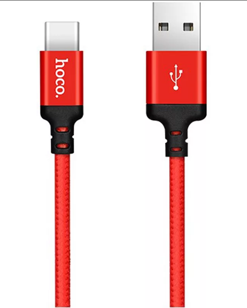 Кабель HOCO X14 USB (m)-Type-C (m) 1.0м 2.0A силикон красный черный