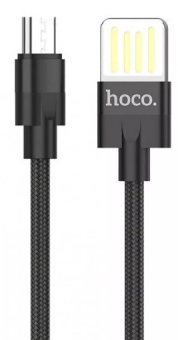 Кабель HOCO U55 USB (m)-microUSB (m) 1.2м 2.4A ткань черный