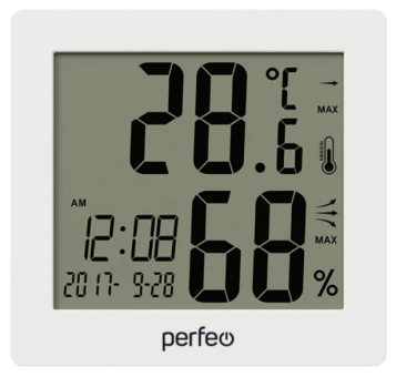 Perfeo Часы-метеостанция "Cubo", белый, (PF-S2110AS)