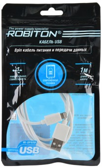 Кабель зарядный ROBITON P7 8pin white USB Lightning, 1м белый PH1