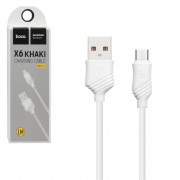 Кабель HOCO X6 USB (m)-microUSB (m) 1.0м 2.4A силикон белый