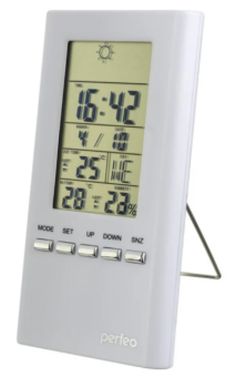 Perfeo Часы-метеостанция "Meteo", белый,(PF-S3331F) время, темп., датчик ул. темп., влажность