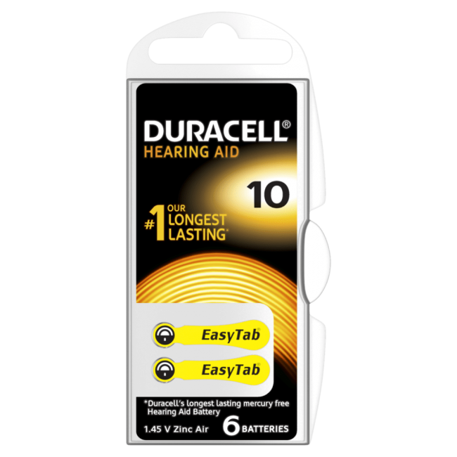 Батарейка DURACELL HEARING AID ZA10 в пласт. боксе 6 шт