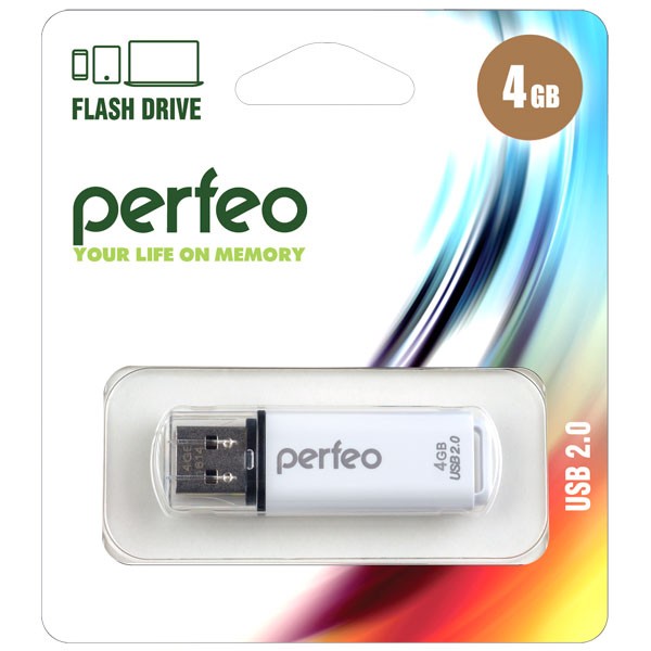USB Flash PERFEO PF-C13W004 USB 4GB белый BL1