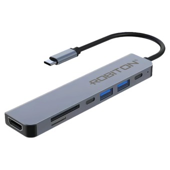 USB-разветвитель ROBITON RHC-7 Док-станция (хаб) PD/HDMI/SD/TF/USB A/USB C BL1