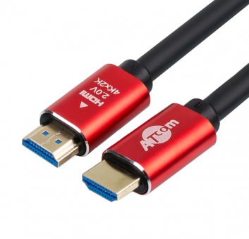 Кабель Atcom HDMI (m)-HDMI (m) 2.0м силикон ver.2.0 черный красный в пакете