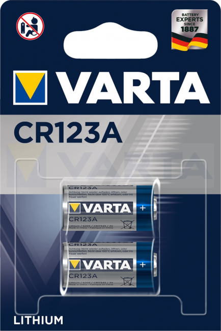 Батарейка VARTA PROFESSIONAL LITHIUM 6205 CR123A BL2, упаковка 2 шт.