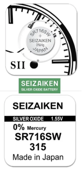 Батарейка SEIZAIKEN 315 (SR716SW) Silver Oxide 1.55V