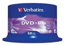 Диск Verbatim DVD+R 4.7 GB 16x CB/50  43550
