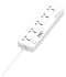 LDNIO SC5415/ Сетевой удлинитель 2м/ 5 розеток EU_UK_US/ 2500W/ 4 USB: QC 3.0+PD 3.0 20W/ White