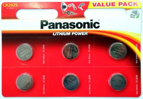 Батарейка Panasonic Lithium Power CR-2025EL/6BP CR2025 BL6