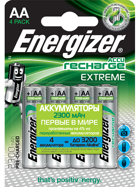 Аккумулятор Energizer Recharge Extreme AA 2300mAh BL4